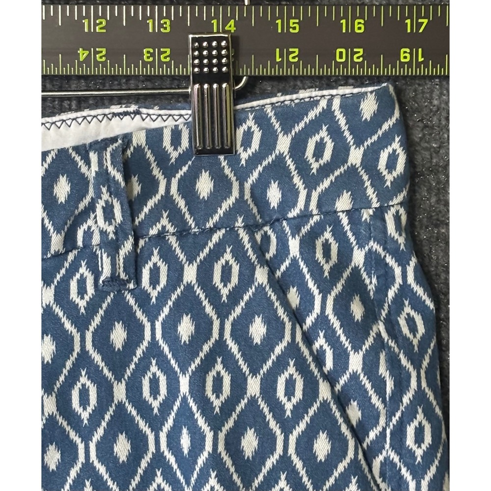 Dear John Blue White Ikat Diamond Geometric Cuffed Shorts Size 31 Womens - Picture 6 of 6